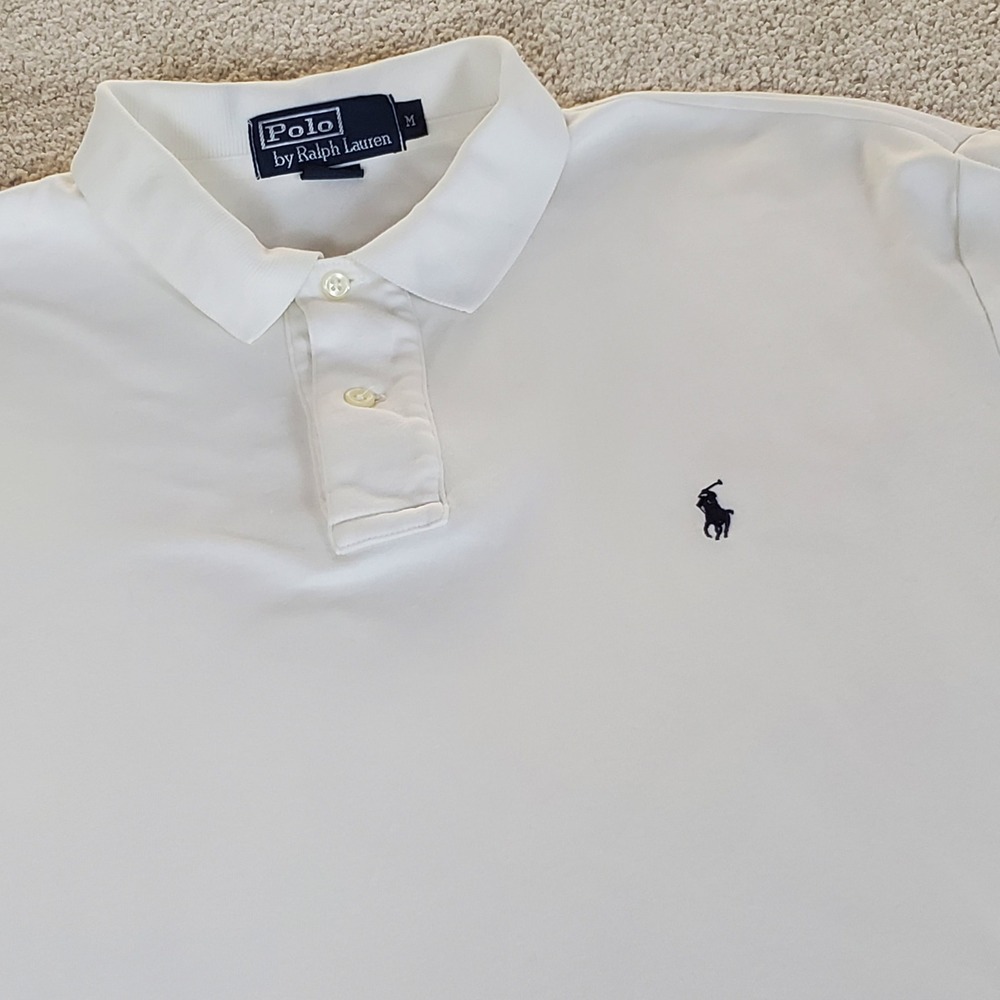 Polo Ralph Lauren Polo Shirt Men's Medium White Short Sleeve Pony Logo Cotton